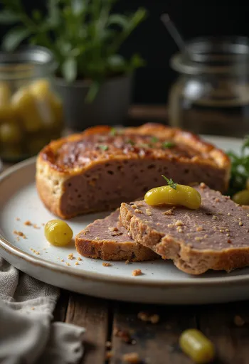 Gâteau de foie serveret med ristet brød