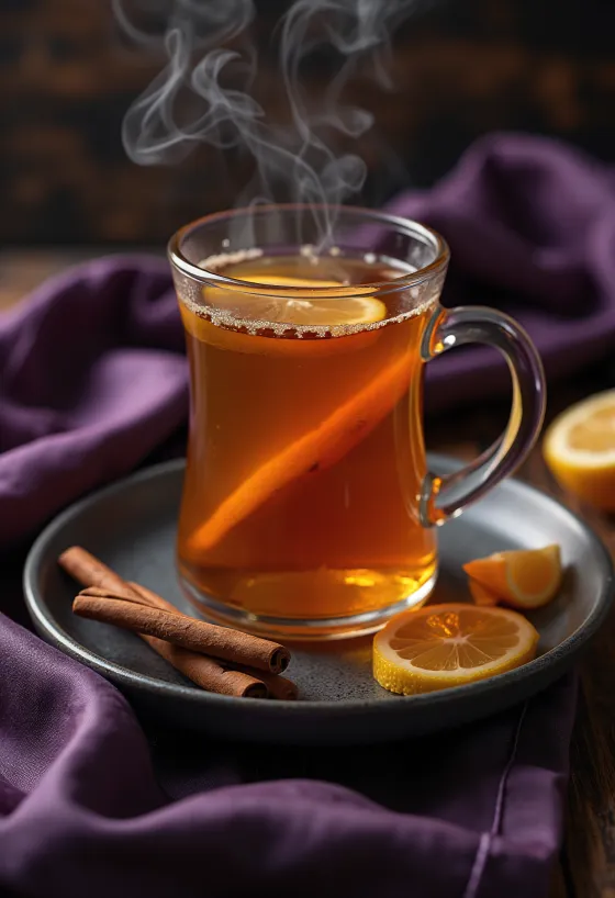Hot Toddy drik pyntet med kanelstang og citronskive