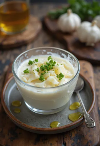 Peberrods-kefir serveret i glas, drysset med frisk persille