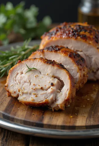 Smoked wild turkey breast serveret med grillede grøntsager.