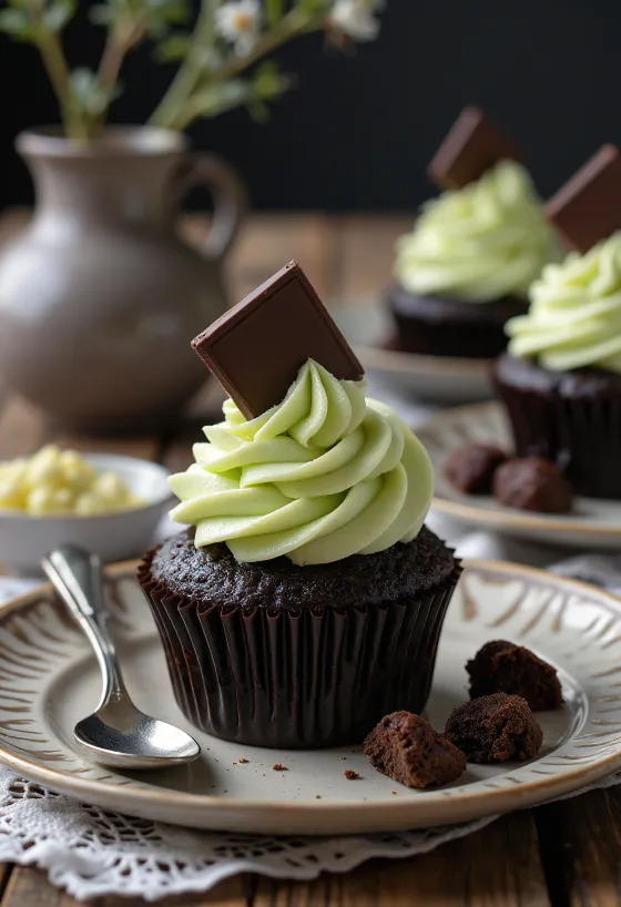 After Eight cupcake serveret