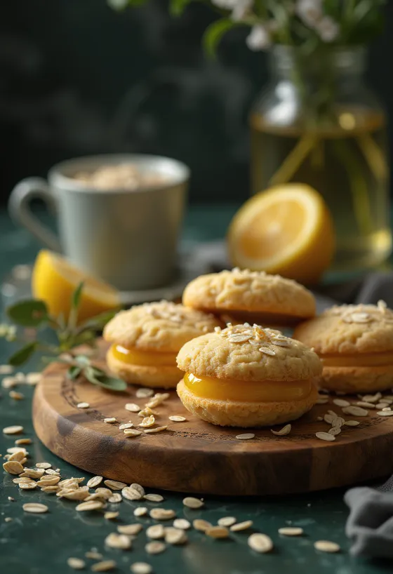 Citron-havregryns linzer serveret