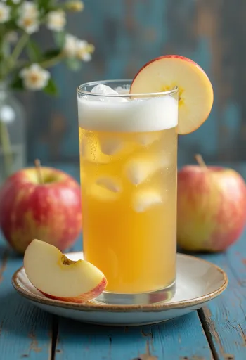 Friskpresset æblejuice serveret i glas
