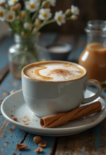 Karamel chai latte serveret i glas