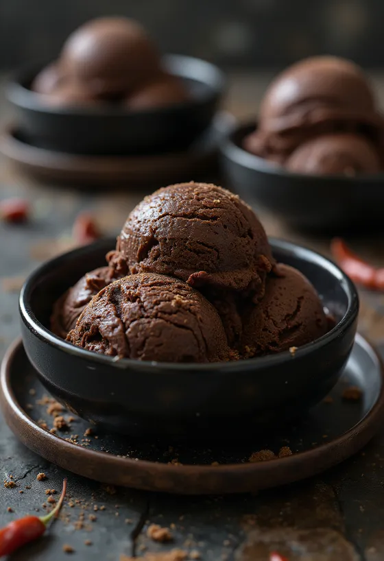 Chokoladeis med barbecuesauce og chokoladespåner