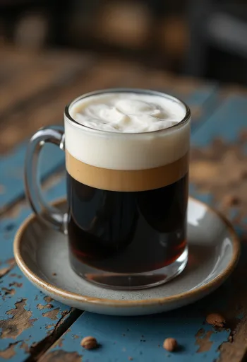 Irish Coffee pyntet med flødeskum og whiskey