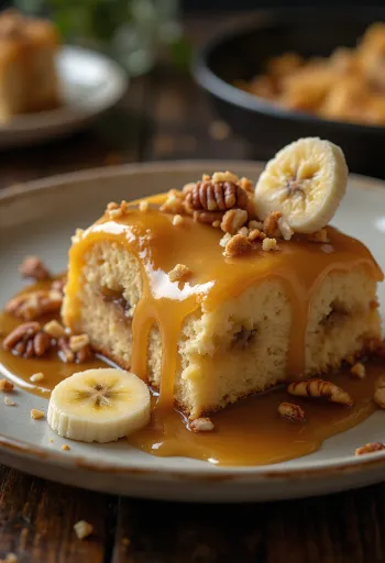 Karamel-banankage med pynt