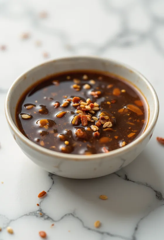 Sesam-chili-ingefærsauce serveret