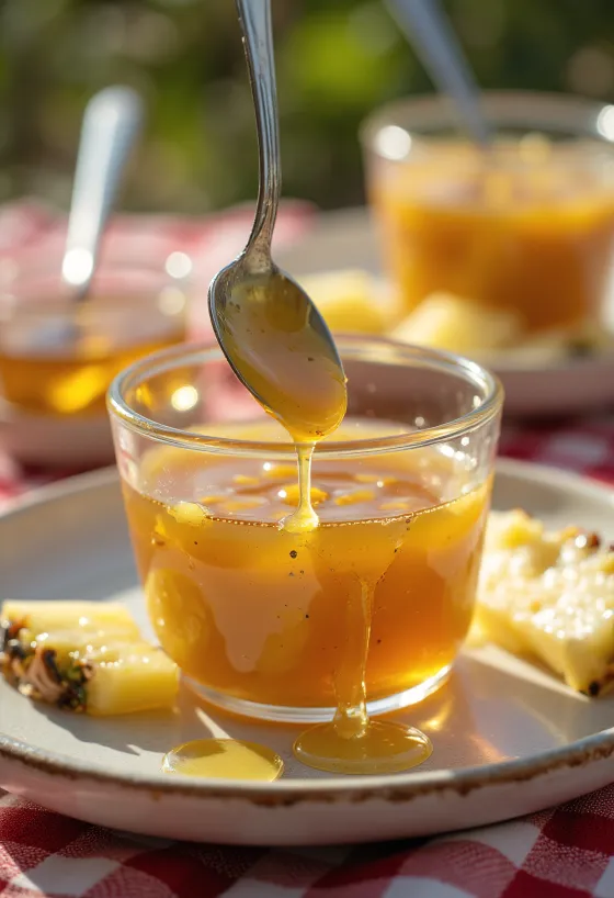 Ananas-honningglasur serveret