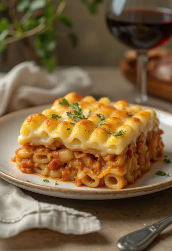 Pastitsio serveret