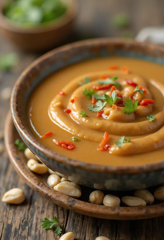 Peanutsauce serveret med forårsruller