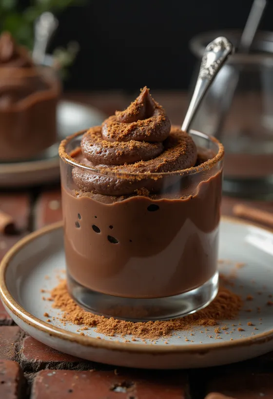 Chokolademousse med kanel i glas