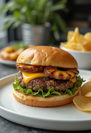 Frisklavet Hawaii burger med grillet ananas