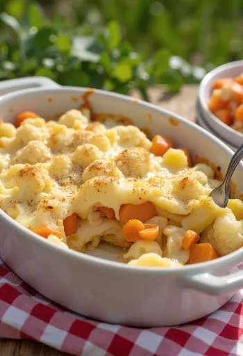 Blomkålsgratin serveret