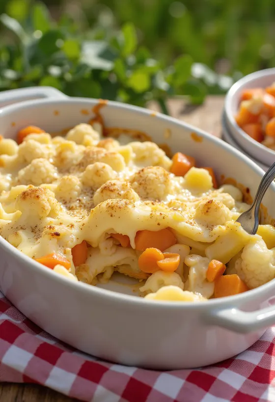 Blomkålsgratin serveret