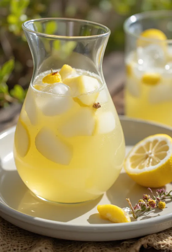 Pærelimonade serveret i glas