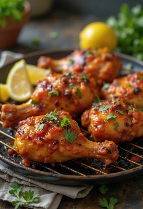 Peri-Peri kylling, stegt krydret kylling med koriander og citron