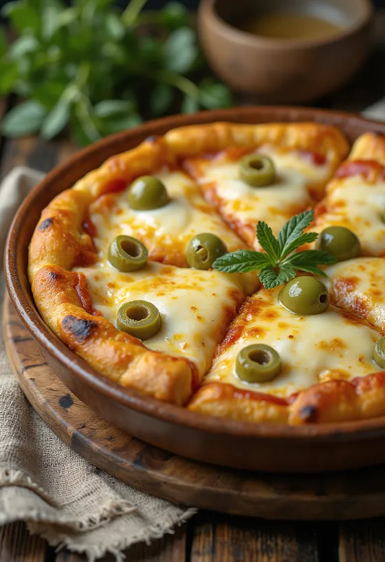 Pizza Argentina med tyk bund, mozzarella og tomatsauce