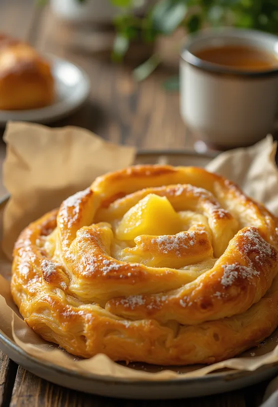 Ananas burek serveret