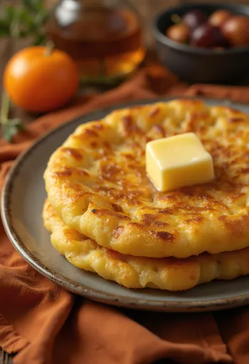 Bannock med kartofler, serveret med frisk persille