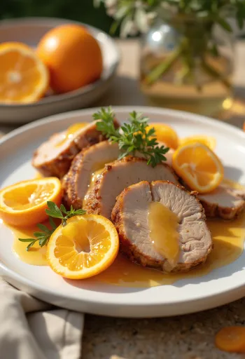Andebryst serveret i appelsinsauce