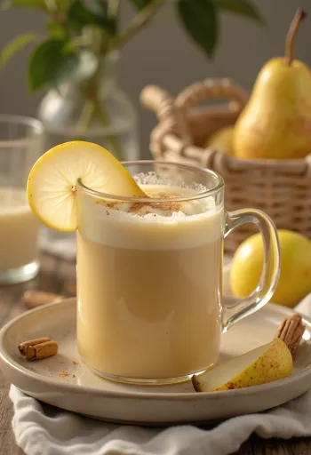 Pære-fløde cider serveret i glas