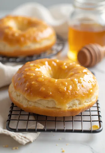 Friskbagt bagel med vinskum og honning