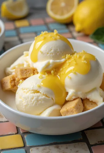 Kugler af citron-cheesecake-is med kiksekrummer