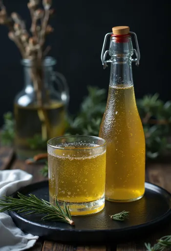 Skandinavisk fyrrenålecider serveret i glas