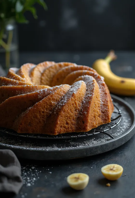 Banankuglof serveret