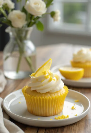 Citroncreme cupcake serveret