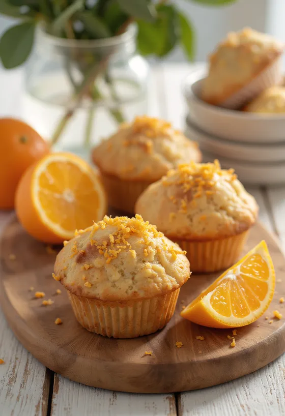 Muffins med kanel og appelsin i gyldenbrun anretning