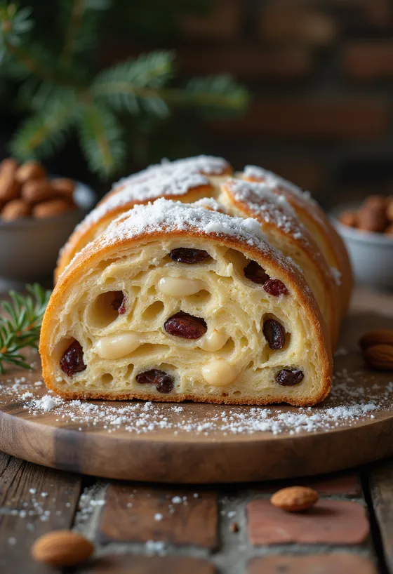 Mandelstollen serveret