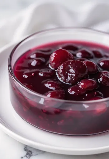 Rødvin-blommesauce serveret