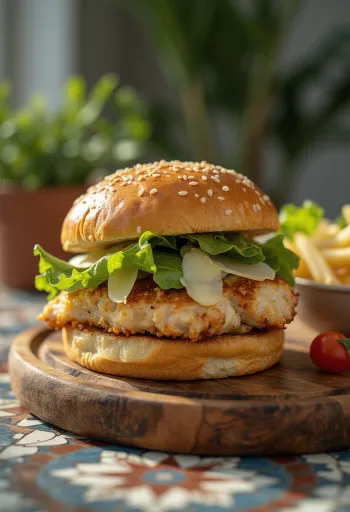 Cæsar salat kyllingeburger med grillet kylling