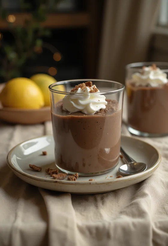 Citron-chokolademousse serveret i glas