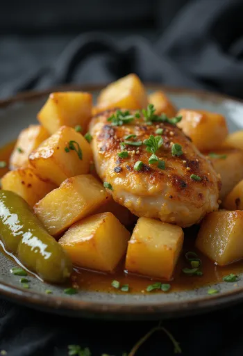 Brassói kylling med ristede kartoffeltern og frisk persille