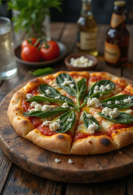 Pizza ai Caprini med gedeost og spinat