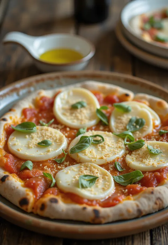 Pizza Cilentana med mozzarella di Bufala og provolone ost