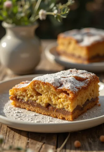 Kastanje-kanel kage serveret