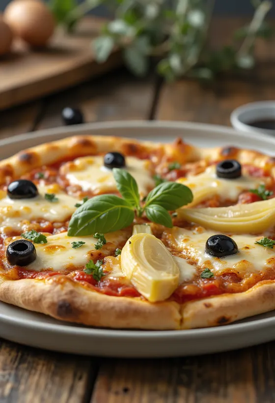 Pizza ai Carciofi e Olive med artiskok og oliven