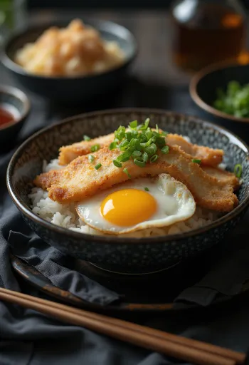 Katsu Don japansk paneret svinekød med ris serveret