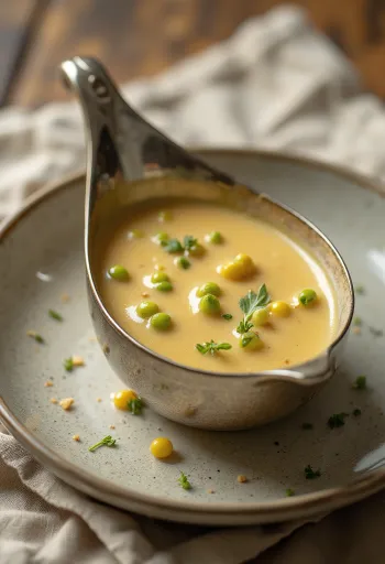 Grøn peber dijonsmørsauce serveret