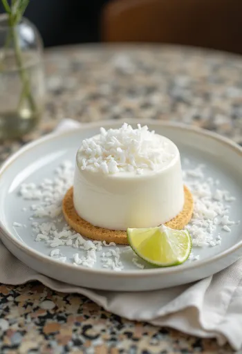 Kokos panna cotta kage i elegant anretning