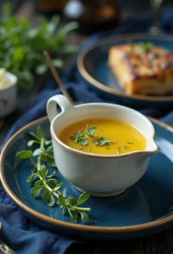 Estragon-honning smørsauce serveret