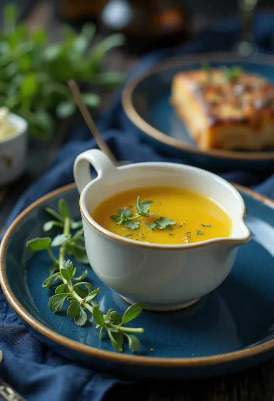 Estragon-honning smørsauce serveret