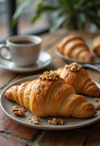 Paranød croissant serveret