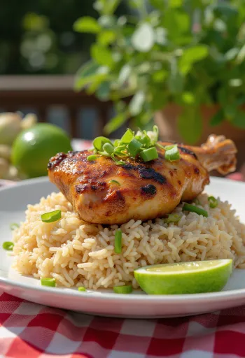 Cơm tấm med grillet kylling, vietnamesisk risret