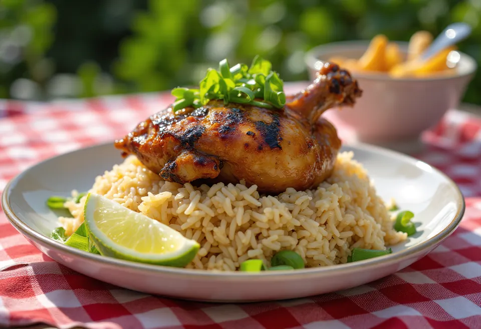 Cơm tấm med grillet kylling, vietnamesisk risret