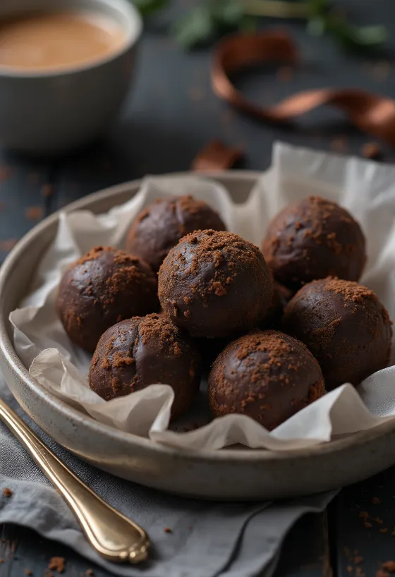 Chokolade trøffel serveret